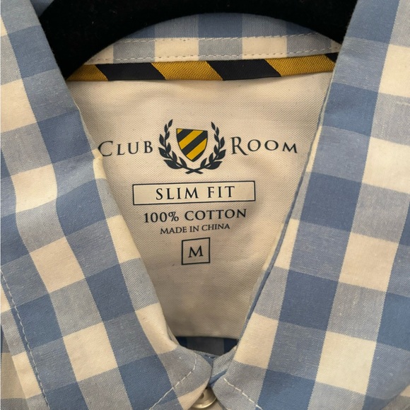 Clubroom, slim fit, blue and white checkered shirt, size medium - Picture 6 of 6